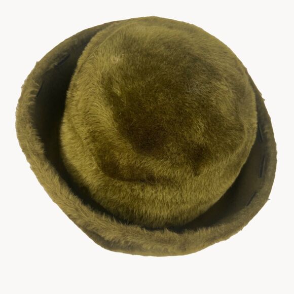 Vintage 60s Green Angora Blend Empress Hat Roller Cap West Germany Hess Bros - Picture 5 of 12